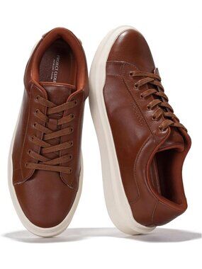 Men's Cognac Rubber Memory Foam Insole Lightweight Stylish Everyday Sneakers